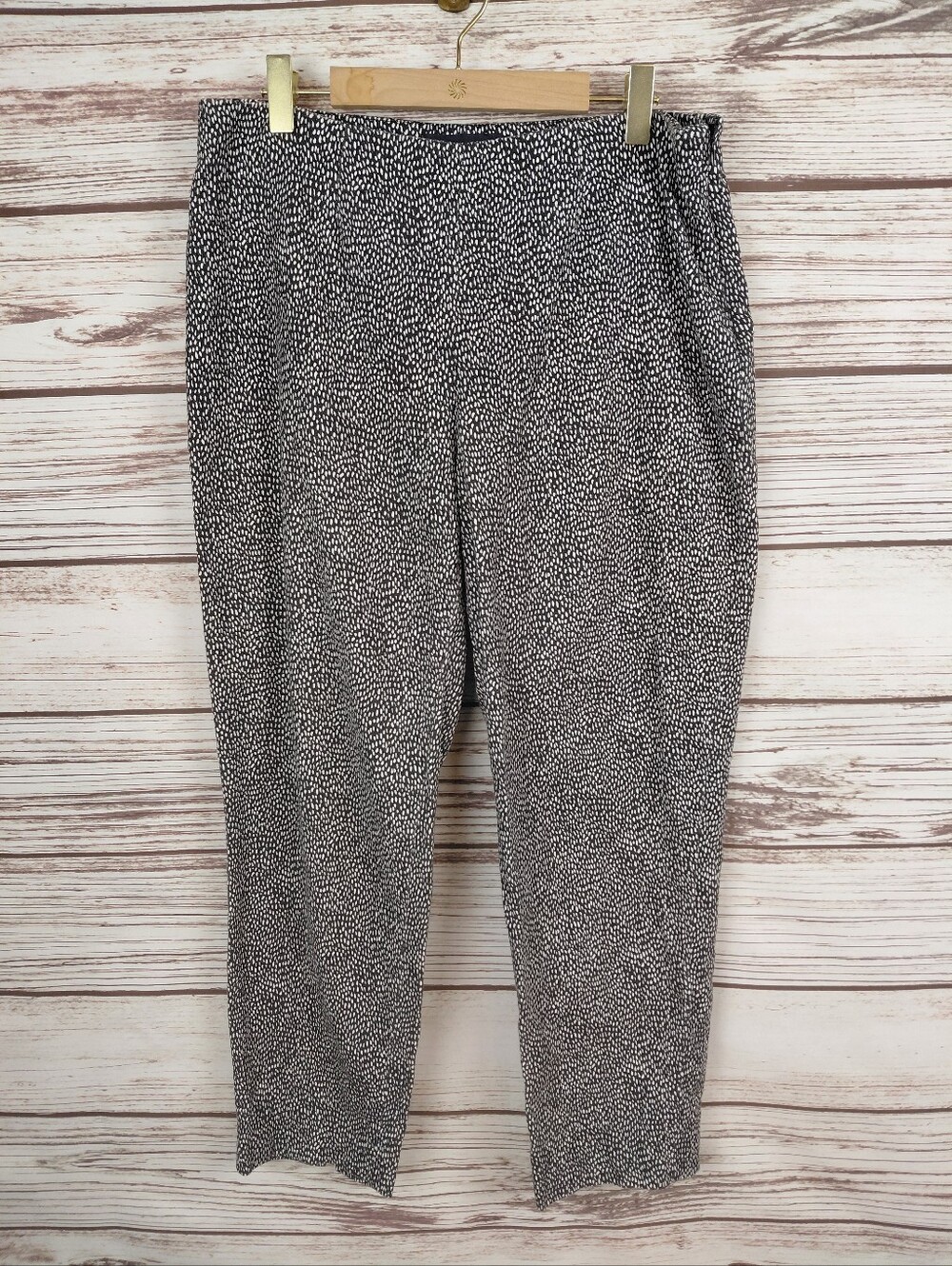 Piazza Sempione Womens IT 44 US 8 Audrey Black/White Speckle Print Crop Pants